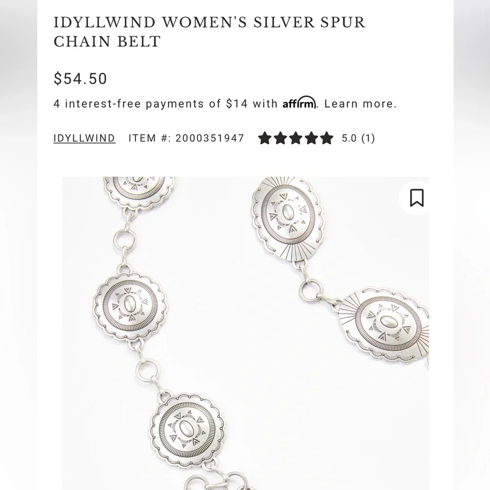 Miranda Lambert Idyllwind silver spur chain belt - Picture 4 of 4